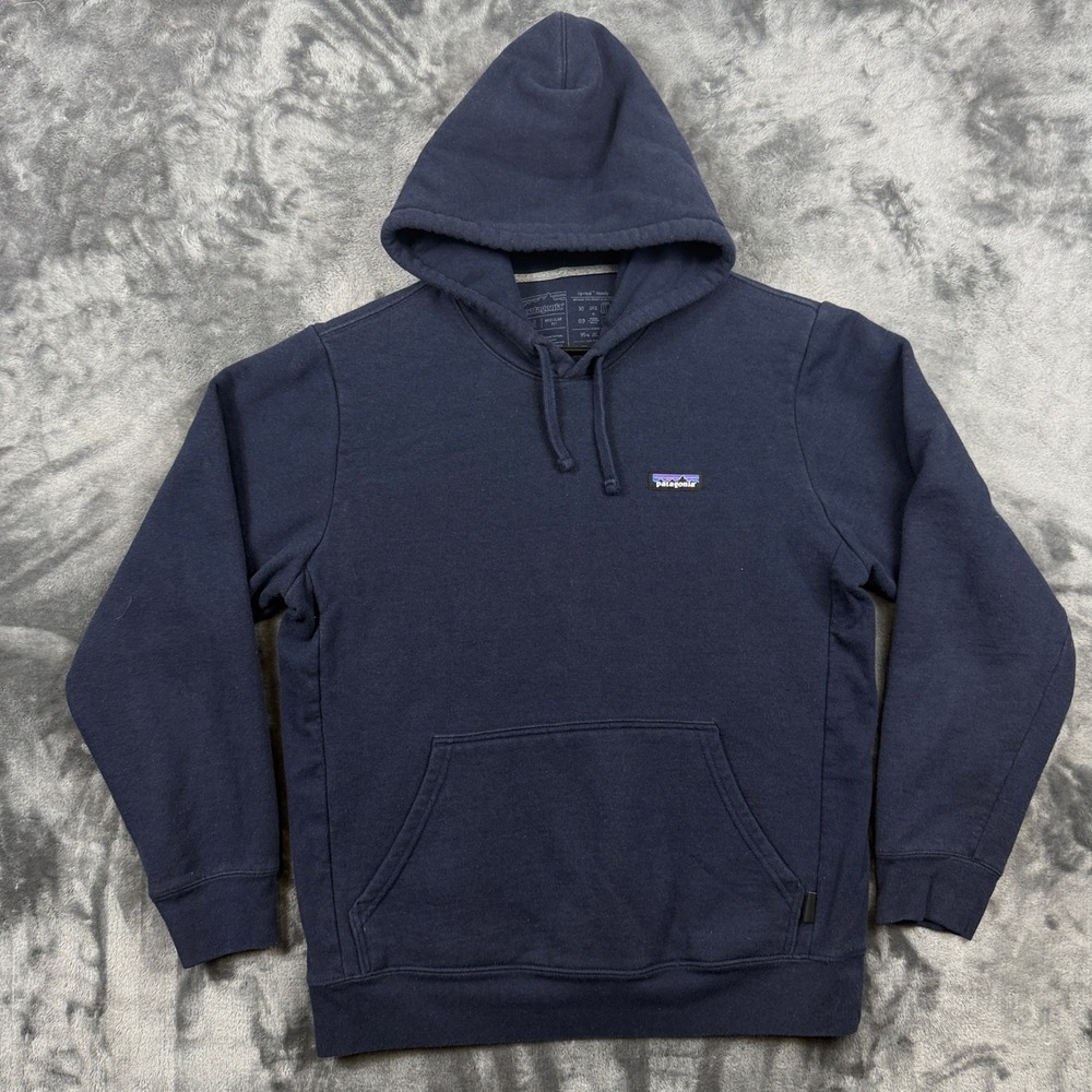 Patagonia Uprisal Hoody Mens Medium Navy Blue Recycled Logo Pullover Sweatshirt